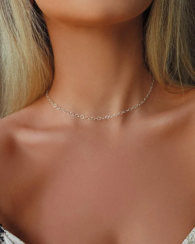 Ladies minimalist gold necklaces-Round Chain Necklace  - Sterling Silver