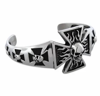 Ladies classic bangles-Iron cross Skull Bangle