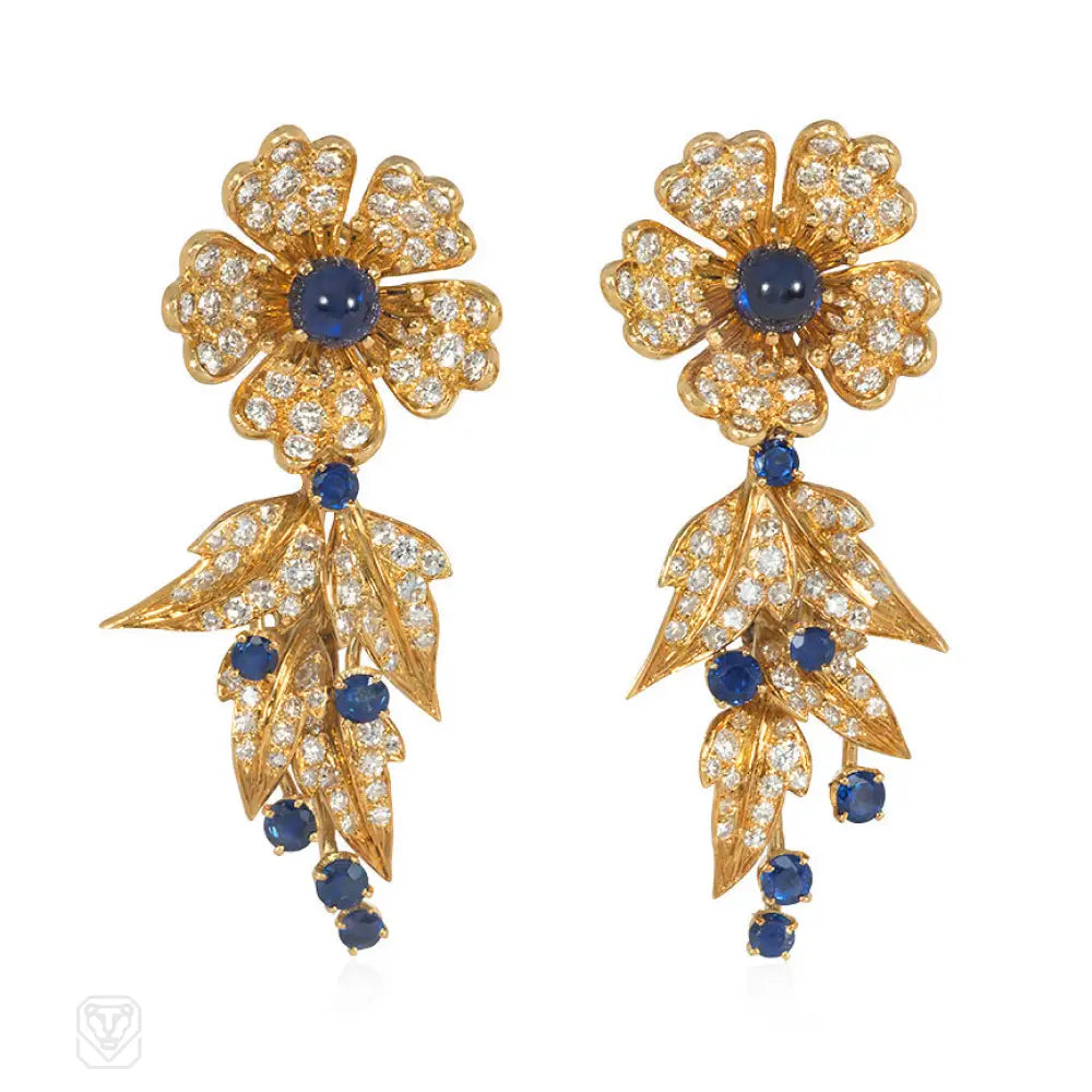 Ladies diamond stud earrings-Boucheron day-to-night sapphire and diamond earrings