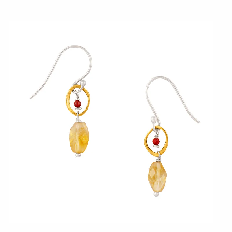 Ladies silver hoop earrings-Moon Orbit Earrings in Citrine & Red Jasper