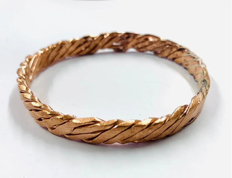 Ladies engraved bangles-Plaited Bangle copper