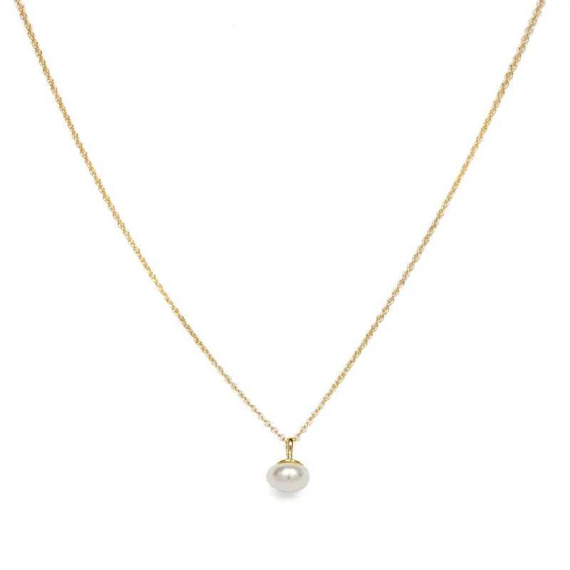 Ladies diamond pendant necklaces-White Pearl Drop Necklace