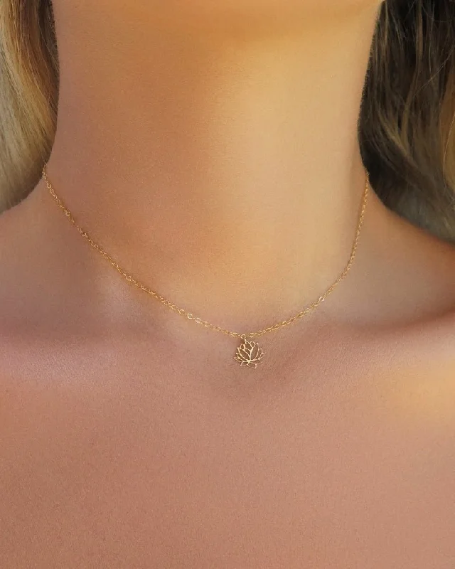 Ladies gold coin necklaces-Lotus Flower Necklace  - 14k Yellow Gold Fill