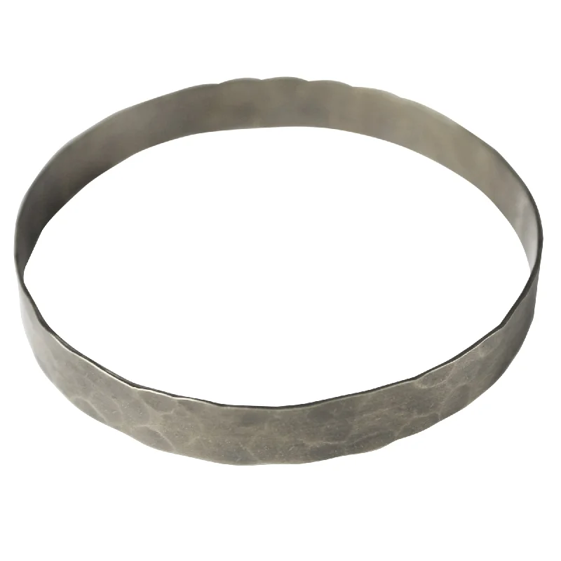 Ladies sterling silver bangles-Eve Hammered Bangle, Silver - Lrg