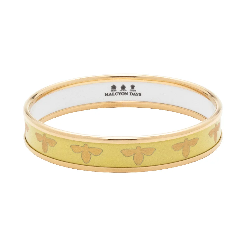 Ladies luxury charm bangles-Bee Buttercup & Gold Enamel Bangle