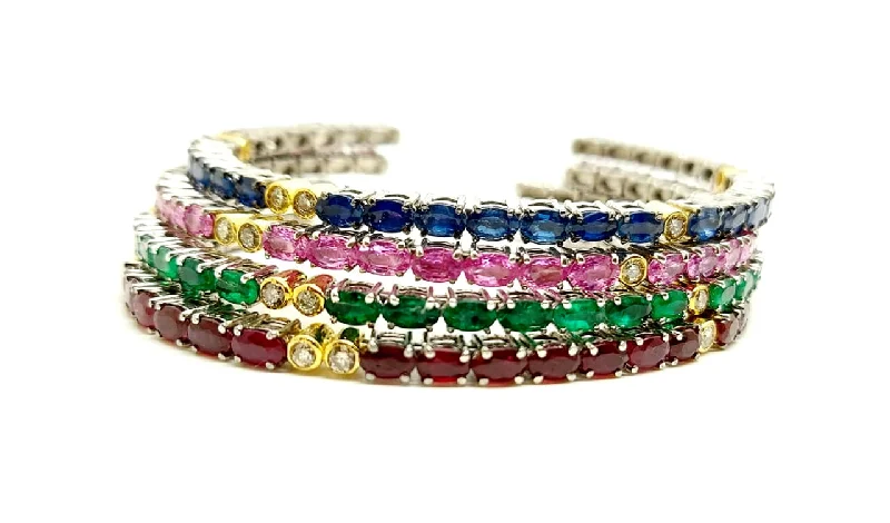 Ladies gold and diamond bracelets-Multicolor Gemstone and Diamond Stackable Bangle ( Extraordinary Collection) Price for 1 pc