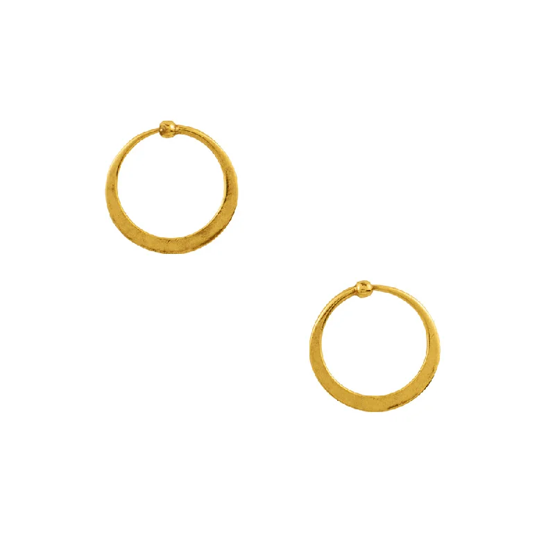 Ladies colored gemstone earrings-Hammered Hoops in Gold - 3/4"