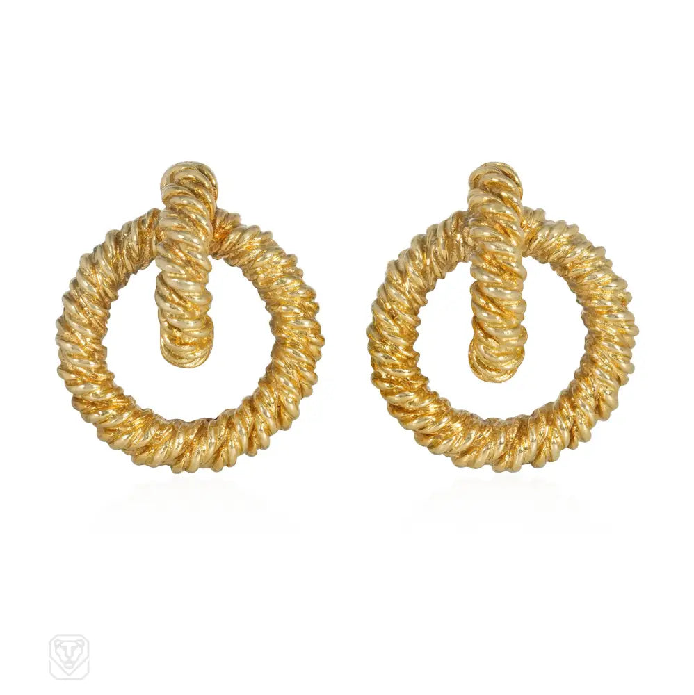 Ladies large hoop earrings-Hermès gold doorknocker hoop earrings