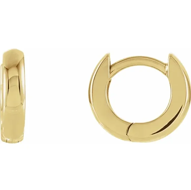 Ladies modern earrings-9.5mm Gold Hoop Huggie Earrings