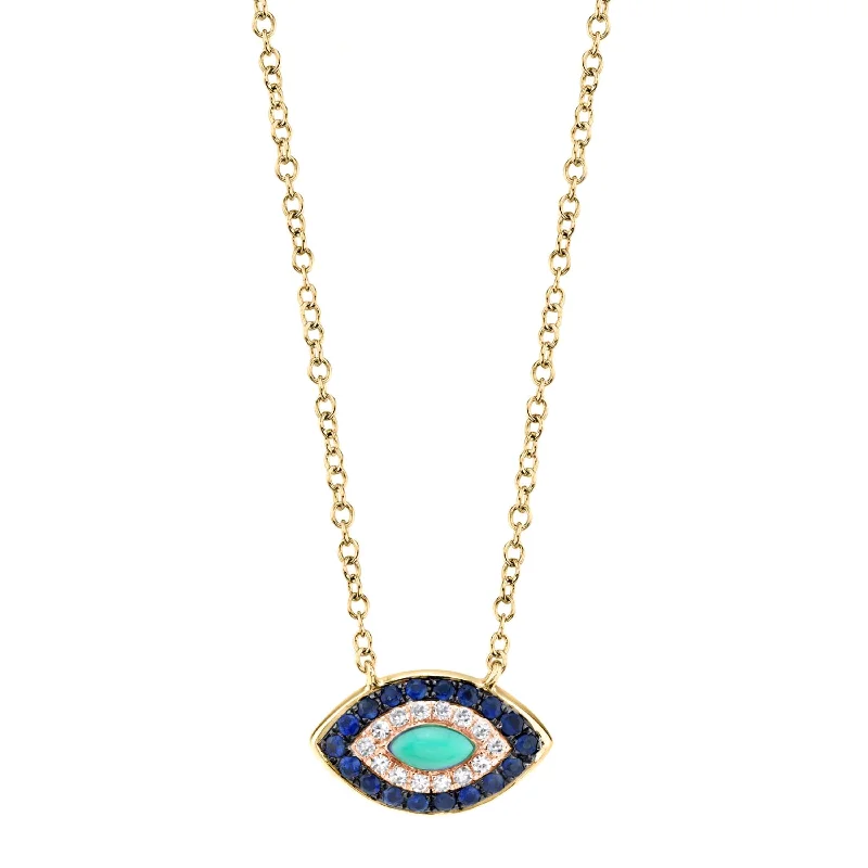 Ladies minimalist gold necklaces-Evil Eye Necklace