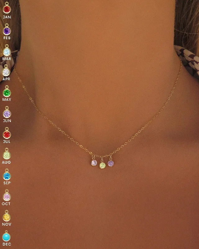 Ladies religious necklaces-Triple Birthstone Necklace  - 14k Yellow Gold Fill