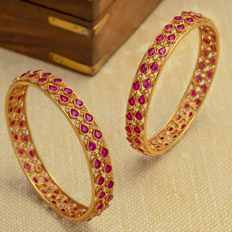 Ladies custom bracelets-Stone Gheru Bangle PSGRBSR1R-26-055