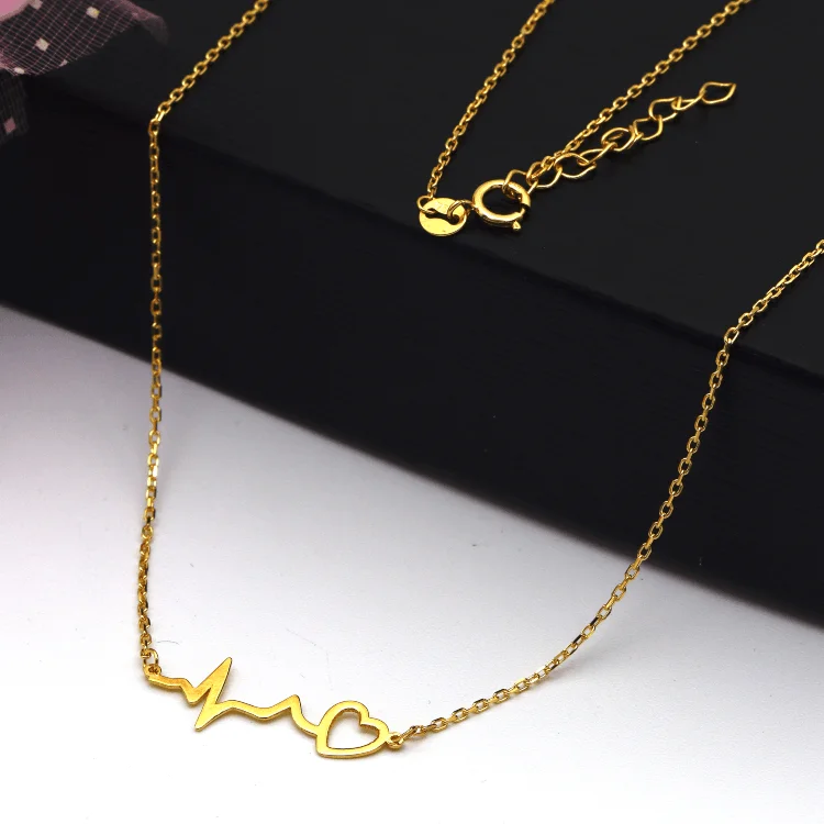 Ladies necklace sets-Real Gold Heart Beat Necklace 7888 N1347