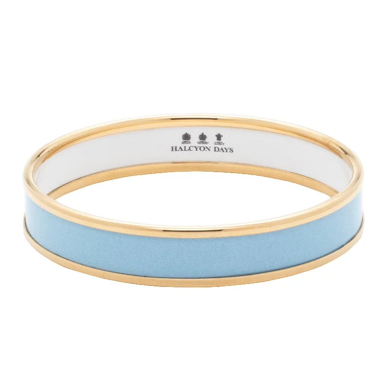 Ladies crystal bracelets-Forget-Me-Not & Gold Enamel Bangle