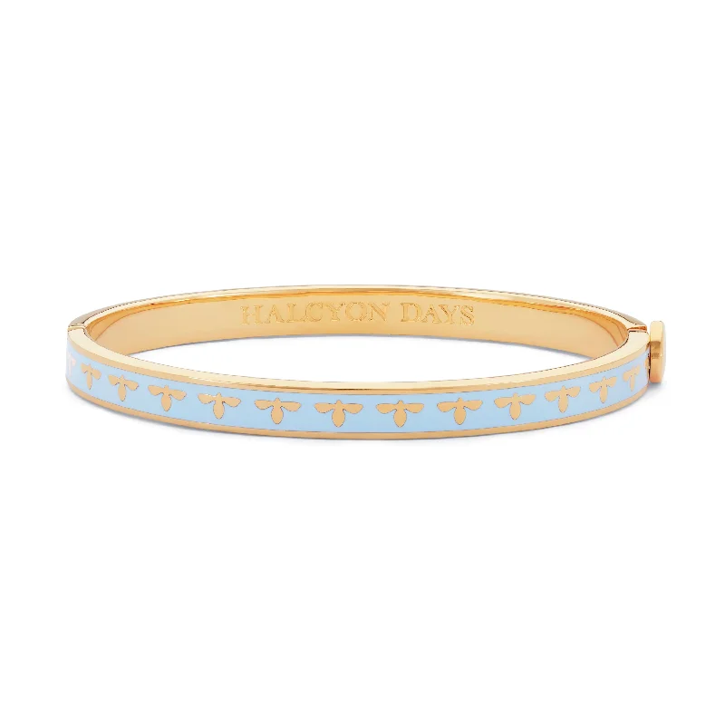 Ladies boho bracelets-Skinny Bee Forget-me-Not & Gold Bangle