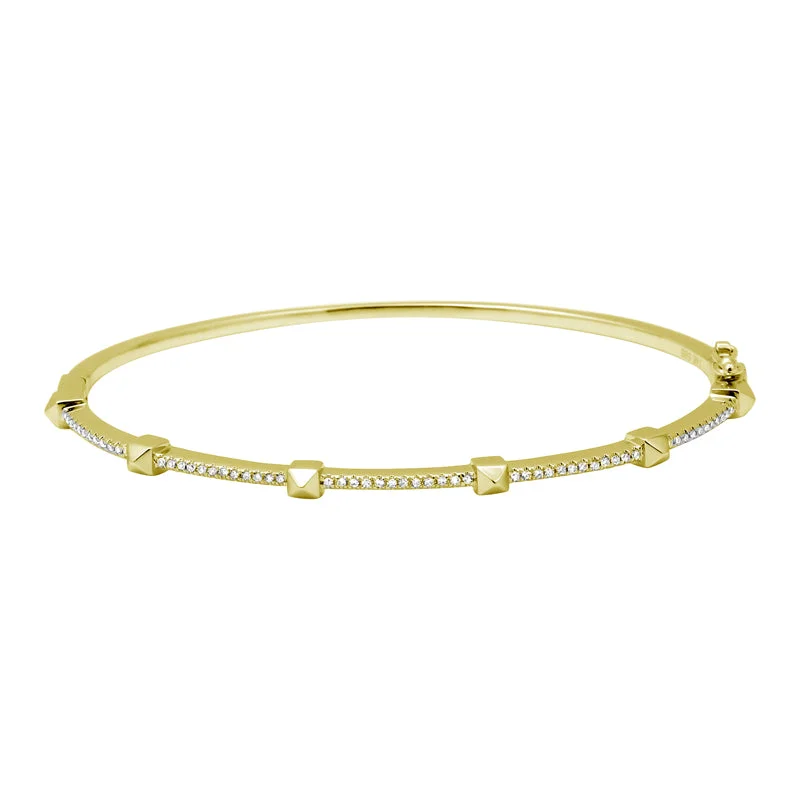 Ladies gemstone bangles-14k Yellow Gold Diamond Studded Bangle