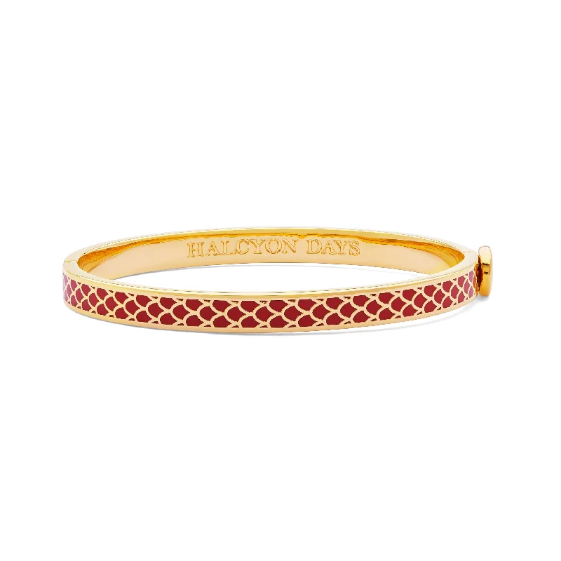 Ladies multi-layer bracelets-Skinny Salamander Red & Gold Bangle