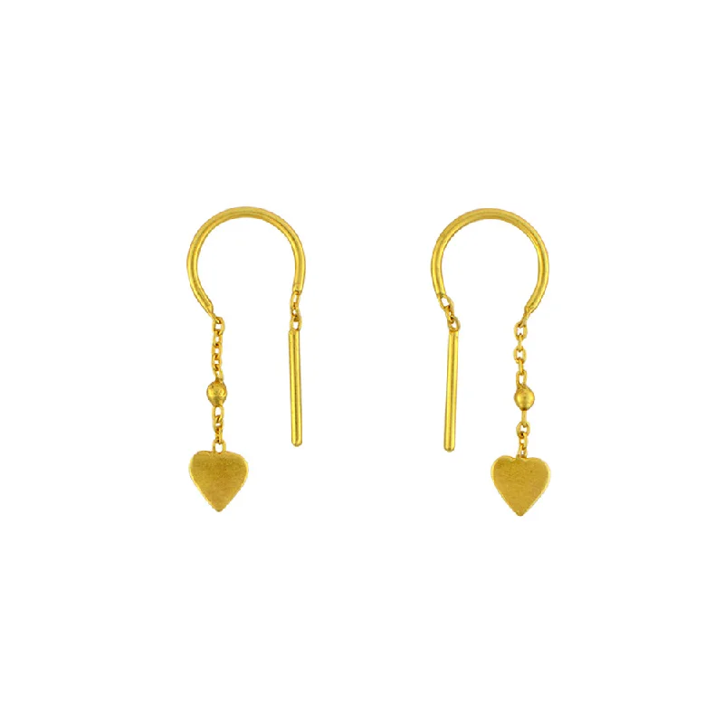 Ladies pearl drop earrings-Little Piece of My Heart Threaders in Gold