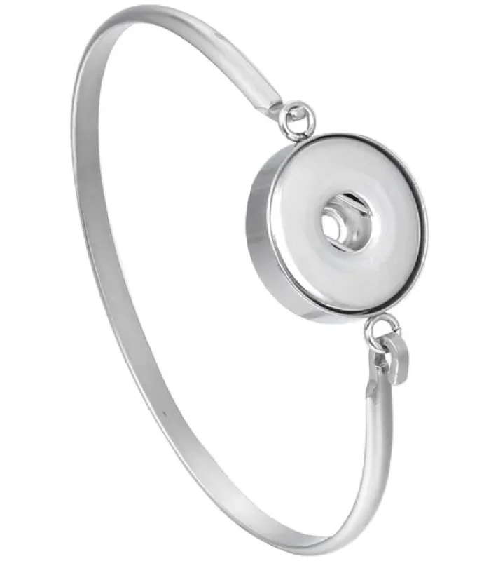 Ladies gemstone tennis bracelets-Large  Snap Hook Bangle Stainless Steel(Fits Large Snap Buttons)