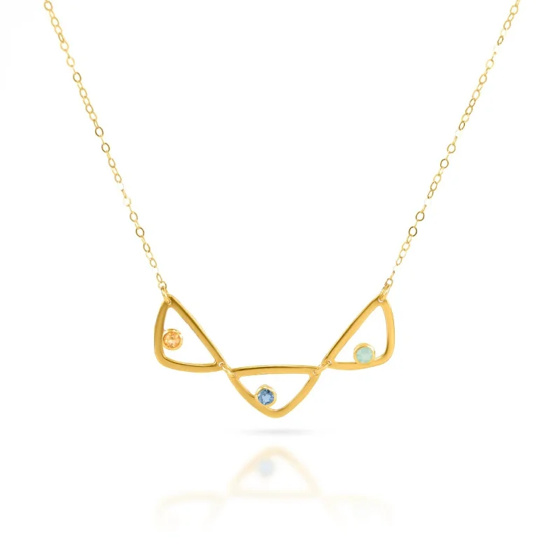 Ladies inspirational necklaces-Eden Series Custom Birthstone Minimalist Triangle Pendant Necklace