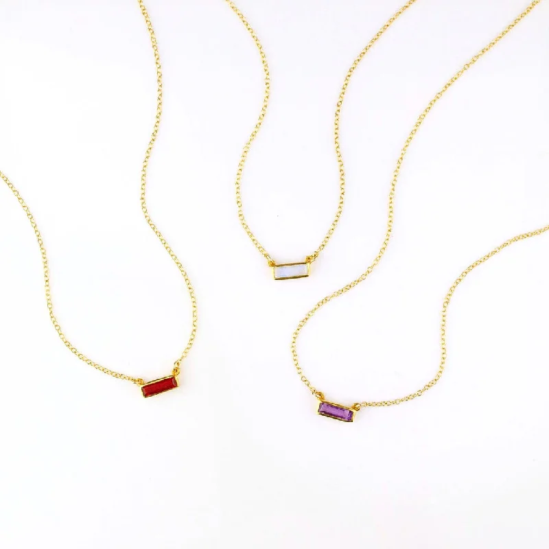 Ladies adjustable necklaces-Tiny Adira Bar Necklace : Birthstone Bar Necklace : Adira Series