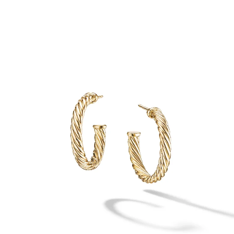 Ladies large hoop earrings-Cablespira® Hoop Earrings in 18K Yellow Gold\, 3/4in