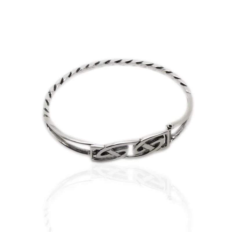 Ladies antique bangle bracelets-Celtic Interlace Bangle in Silver