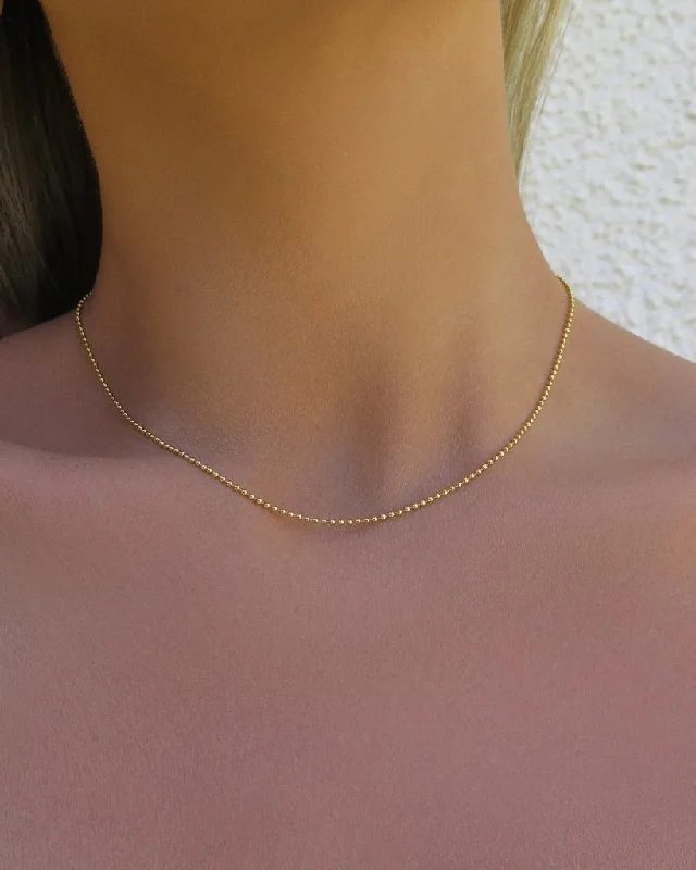 Ladies sparkling diamond necklaces-Bead Chain Necklace  - 14k Yellow Gold Fill