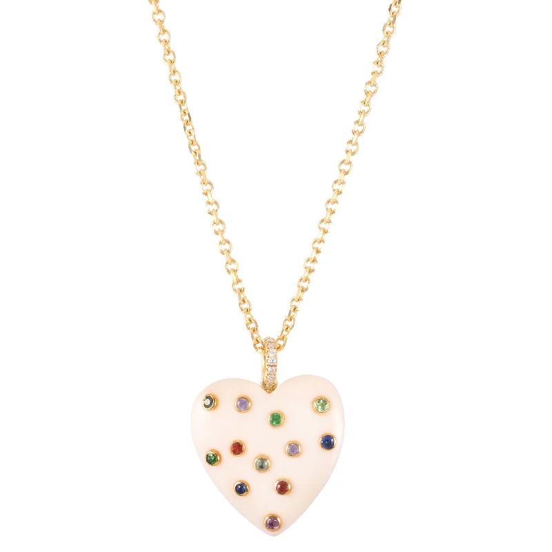 Ladies elegant pearl necklaces-Rainbow Heart Necklace