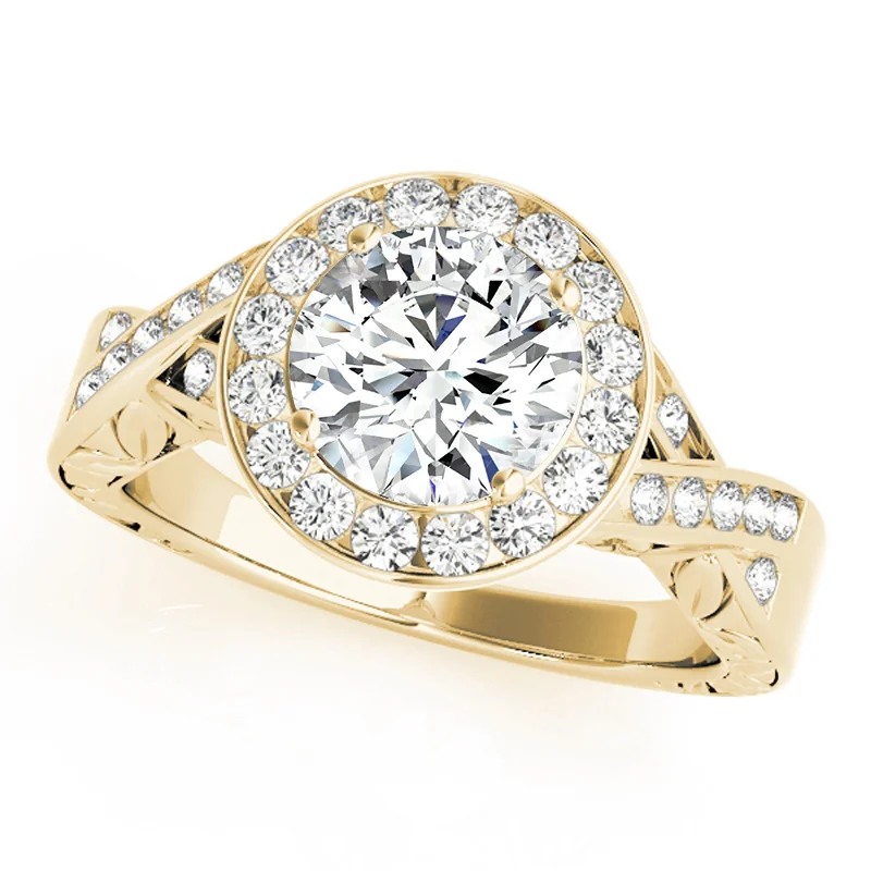 Ladies modern engagement rings-Auriya 14k Yellow Gold Lab Grown Round Diamond Halo Engagement Ring 0.50 to 5.00 ct. tw. (F-G VS)