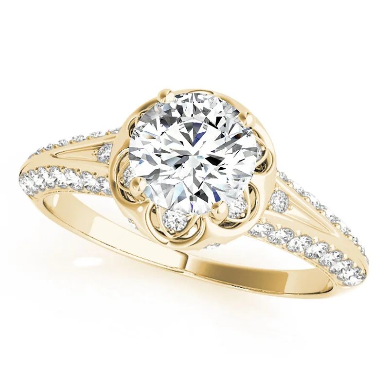 Ladies custom-designed engagement rings-Auriya 14k Yellow Gold Lab Grown Round Diamond Halo Engagement Ring 0.50 to 5.00 ct. tw. (F-G VS)