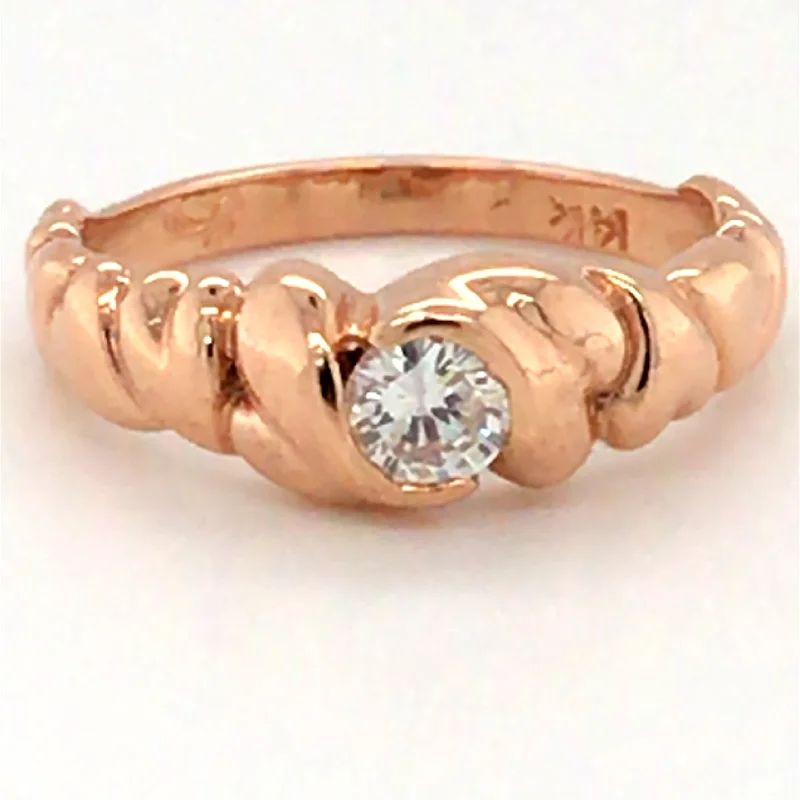 Ladies unique engagement rings-Custom Rose Gold Heart Ring