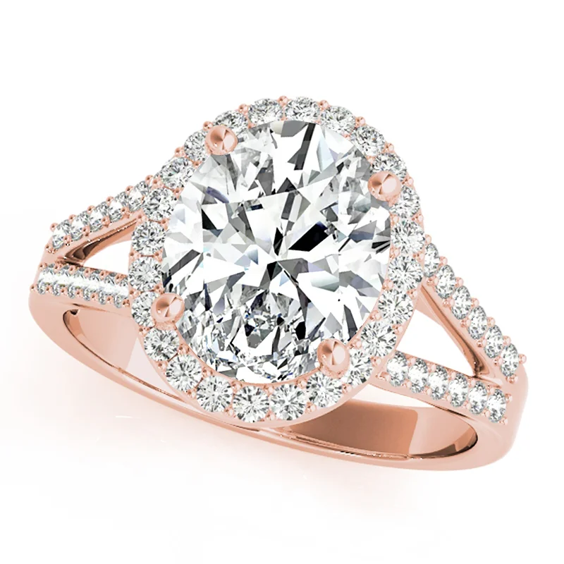 Ladies platinum diamond engagement rings-Auriya 14k Rose Gold Lab Grown Oval Diamond Halo Engagement Ring 0.50 to 5.00 ct. tw. (F-G VS)