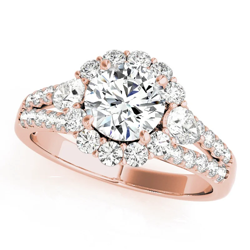 Ladies vintage rose gold engagement rings-Auriya 14k Rose Gold Lab Grown Round Diamond Halo Engagement Ring 0.50 to 5.00 ct. tw. (F-G VS)