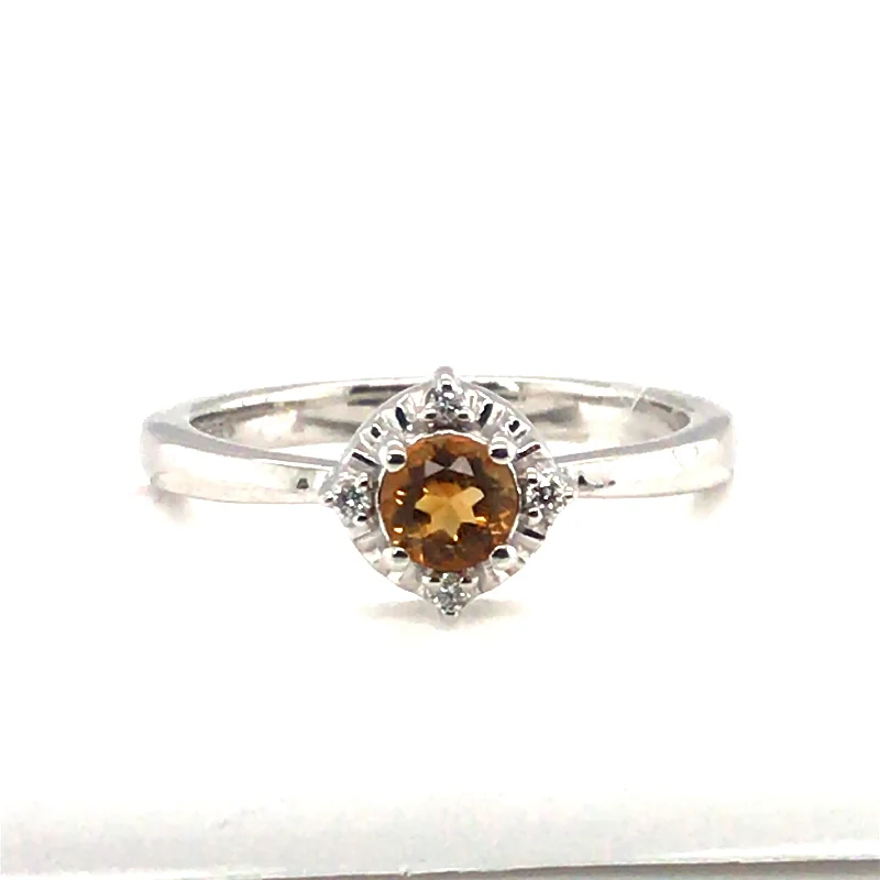 Ladies flower rings-Sterling Silver Citrine Ring