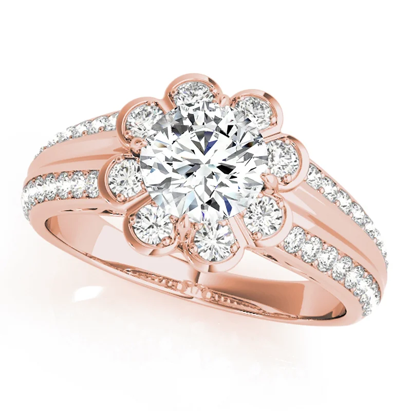 Ladies engagement rings with side diamonds-Auriya 14k Rose Gold Lab Grown Round Diamond Halo Engagement Ring 0.50 to 5.00 ct. tw. (F-G VS)