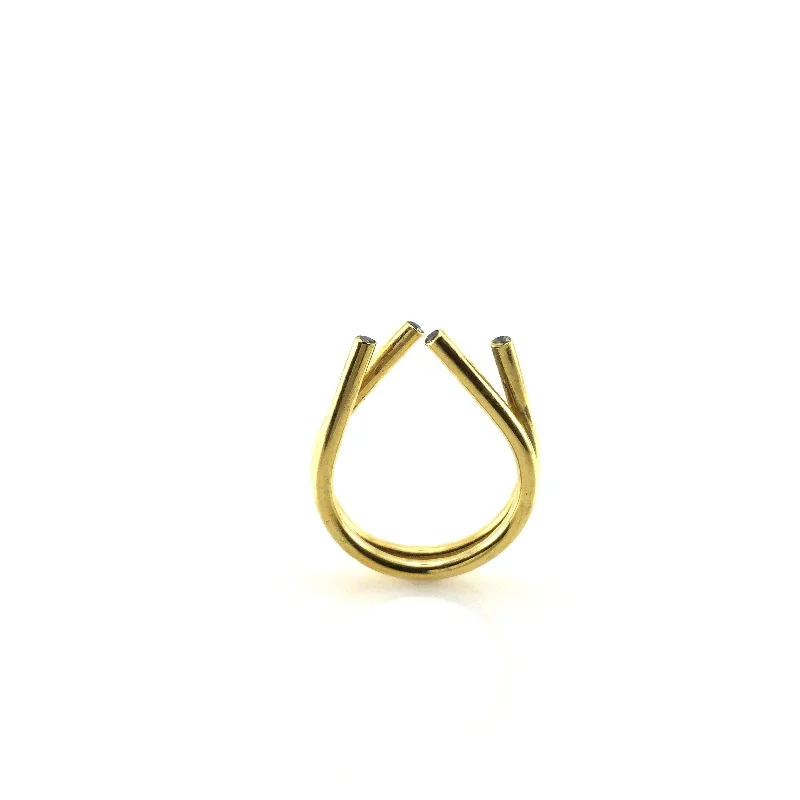 Ladies sterling silver cocktail rings-Open Gold Ring