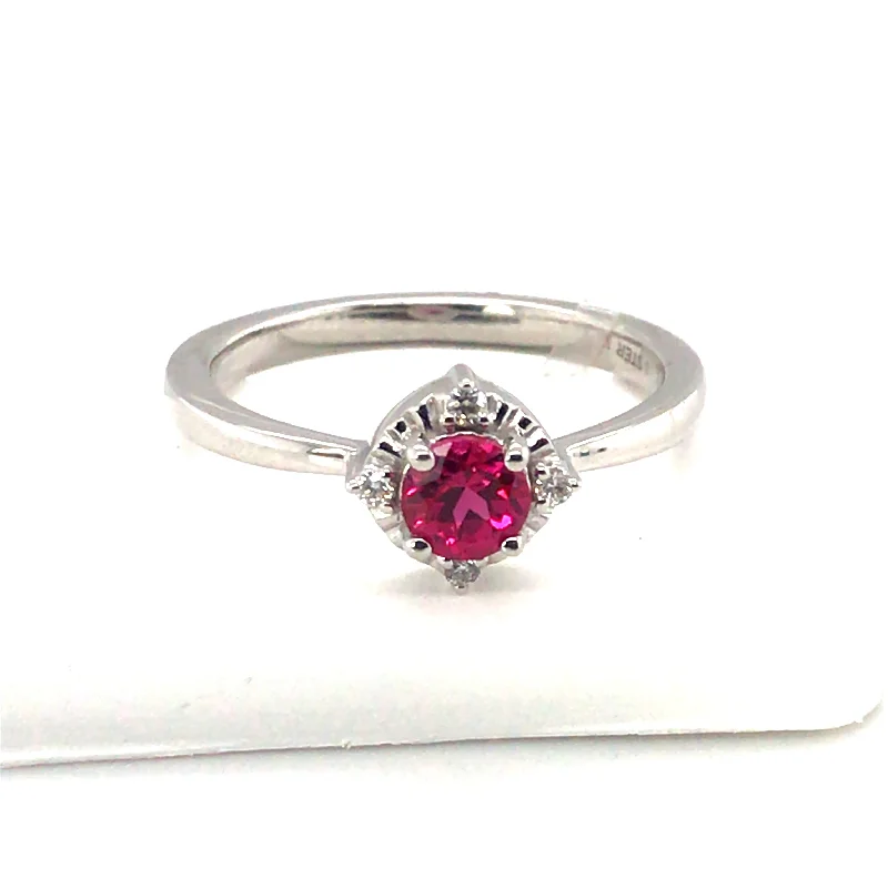 Ladies wedding rings with diamonds-Sterling Silver Lab Ruby Ring