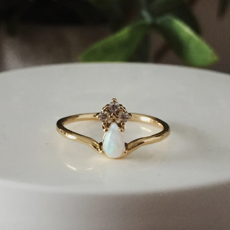 Ladies large gemstone rings-The Lily-Rose Opal Ring