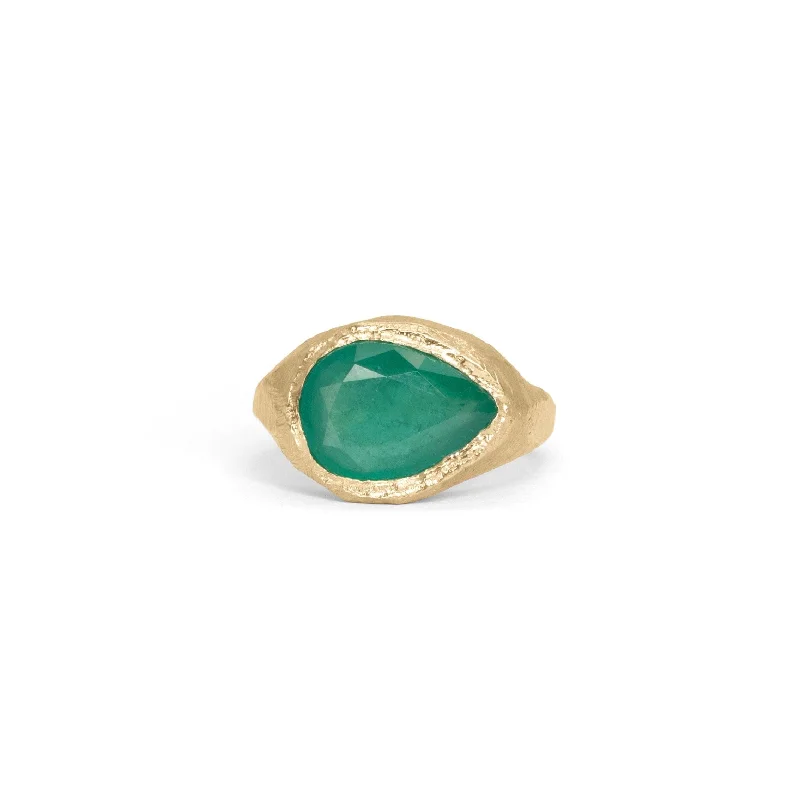 Ladies midi rings-18K Large Signet Ring in Emerald