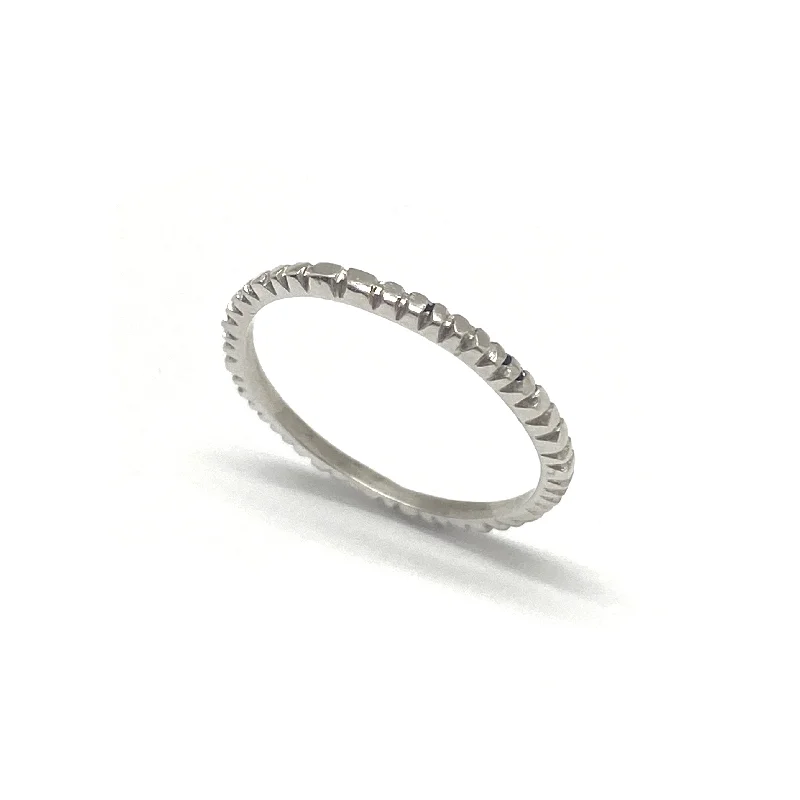 Ladies promise rings-Thin Textured Silver Ring