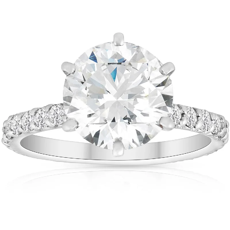 Ladies princess-cut solitaire engagement rings-3 3/4Ct Lab Grown Diamond Engagement Ring 14k White Gold