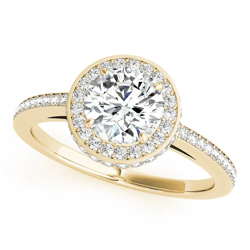 Ladies round cut engagement rings-Auriya 14k Yellow Gold Lab Grown Round Diamond Halo Engagement Ring 0.50 to 5.00 ct. tw. (F-G VS)