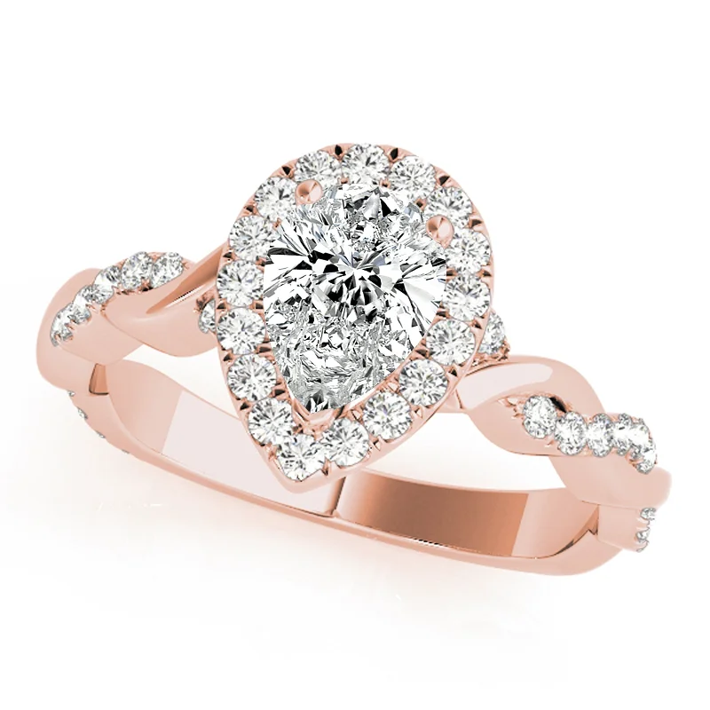 Ladies luxury engagement rings-Auriya 14k Rose Gold Lab Grown Pear Diamond Halo Engagement Ring 0.50 to 5.00 ct. tw. (F-G VS)