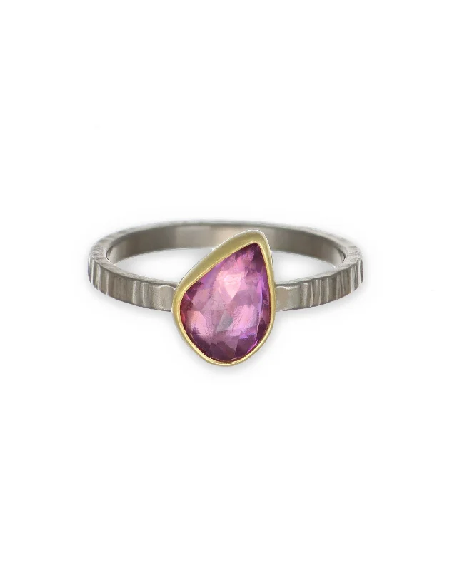 Ladies signet rings-Pink Pear Ring