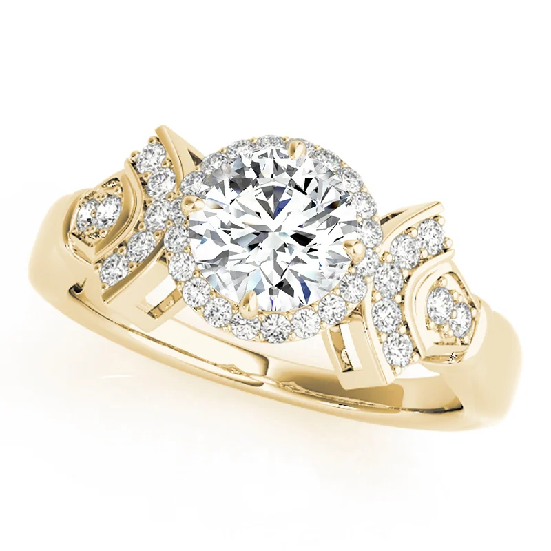 Ladies halo sapphire engagement rings-Auriya 14k Yellow Gold Lab Grown Round Diamond Halo Engagement Ring 0.50 to 5.00 ct. tw. (F-G VS)