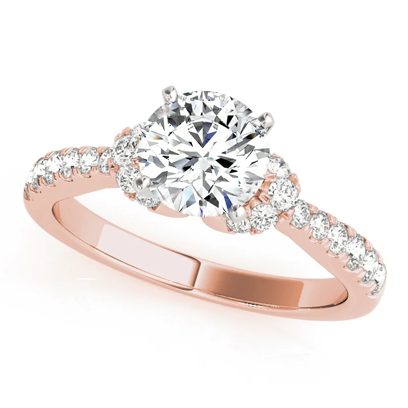 Ladies designer engagement rings-Auriya 14k Rose Gold Lab Grown Round Diamond Halo Engagement Ring 0.50 to 5.00 ct. tw. (F-G VS)