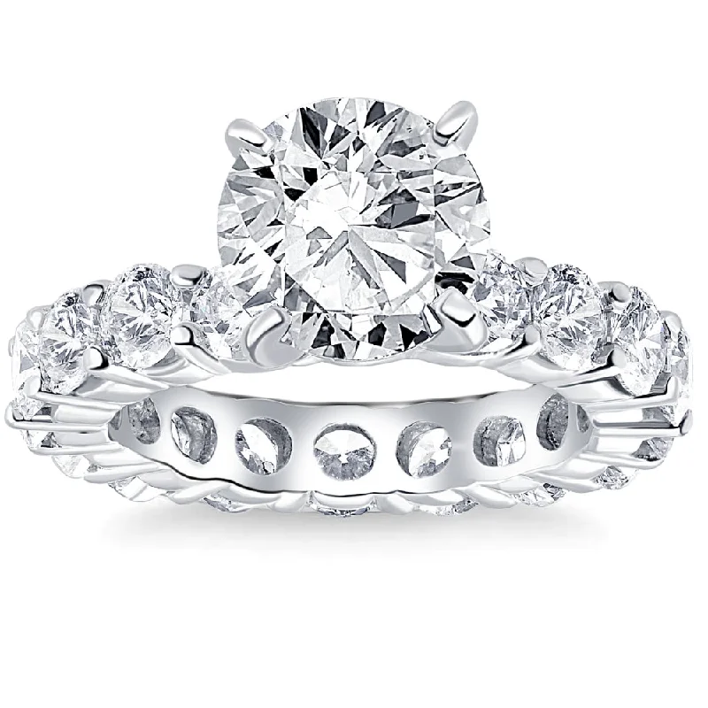 Ladies three-stone engagement rings-5 1/2Ct TW Round Cut Diamond Eternity Engagement Ring 14k White Gold Lab Grown