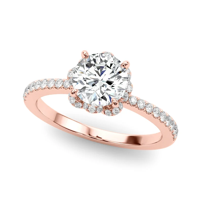 Ladies floral design engagement rings-Auriya 14k Rose Gold Lab Grown Round Diamond Halo Engagement Ring 0.50 to 5.00 ct. tw. (F-G VS)