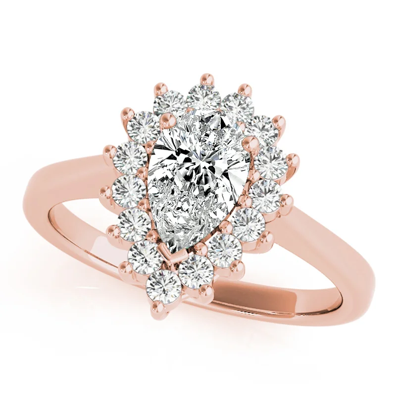 Ladies custom gold engagement rings-Auriya 14k Rose Gold Lab Grown Pear Diamond Halo Engagement Ring 0.50 to 5.00 ct. tw. (F-G VS)